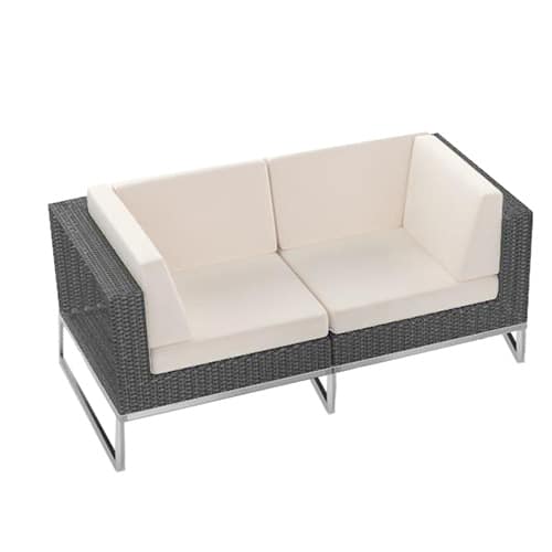 2-Seater Grey Rattan Sofa
