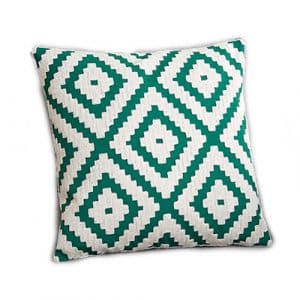 45cm Emerald Geometric Embroidered Cushion