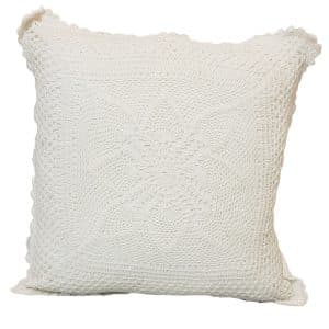 50cm White Crochet Cushion