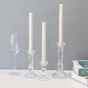 Glass Candlesticks - set of 3