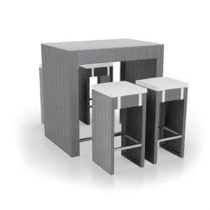Rattan Grey Poseur Table And Stool Set