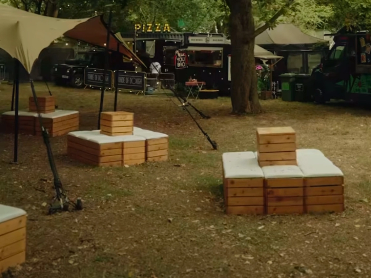 Finsbury Park london festival rustic furniture hire