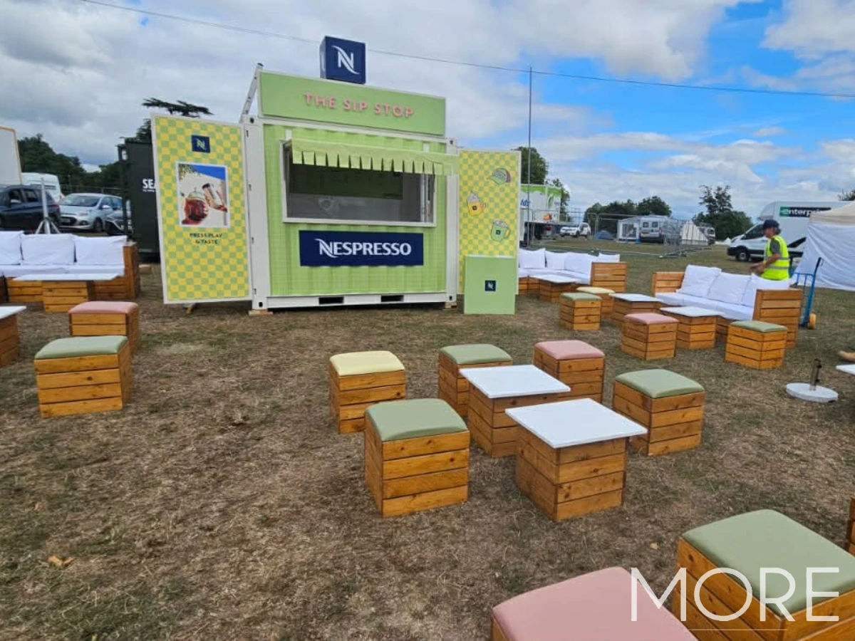 Battersea power station conference rustic pallet furniture hire