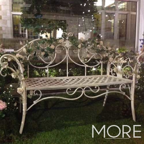 Ornate White Garden Bench