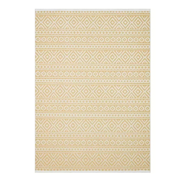 Outdoor Yellow Patterned Woven Rug