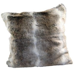 50cm Light Brown and Grey Faux Fur Cushion