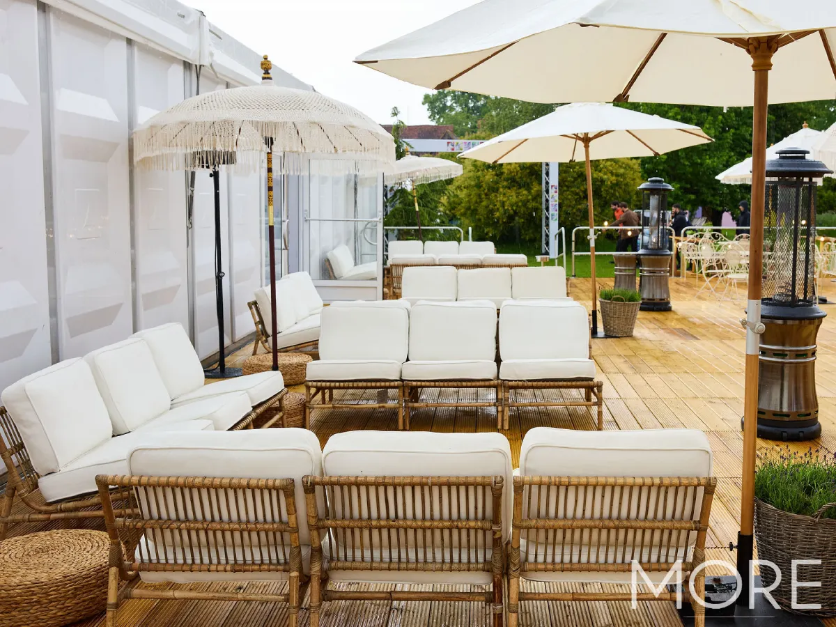 Hagerty Festival members hospitality area outdoor pallet furniture hire