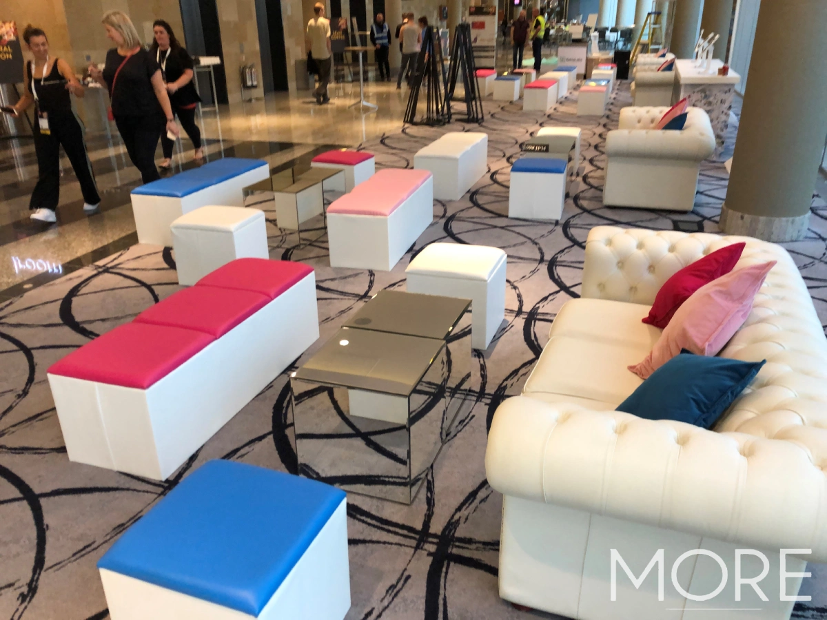 Battersea power station conference rustic pallet furniture hire